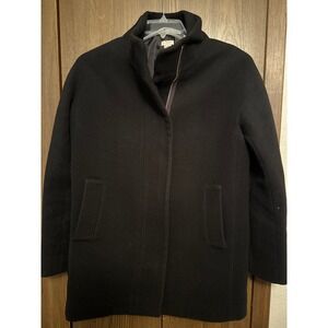 J.Crew‎ Women's City CoatWool Blend Black Coat Jacket Minimalist Career Modern 8